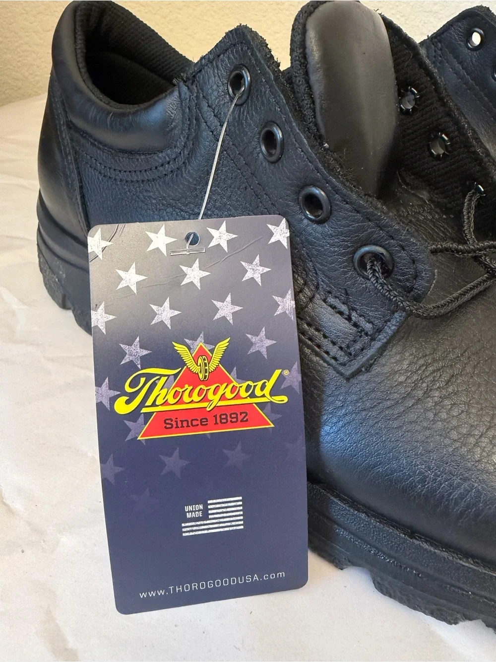Thorogood Men’s New Black leather lace up Oxford Work Shoe Sz 9M